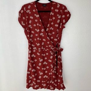 LOFT Wrap Floral Dress Burnt Orange